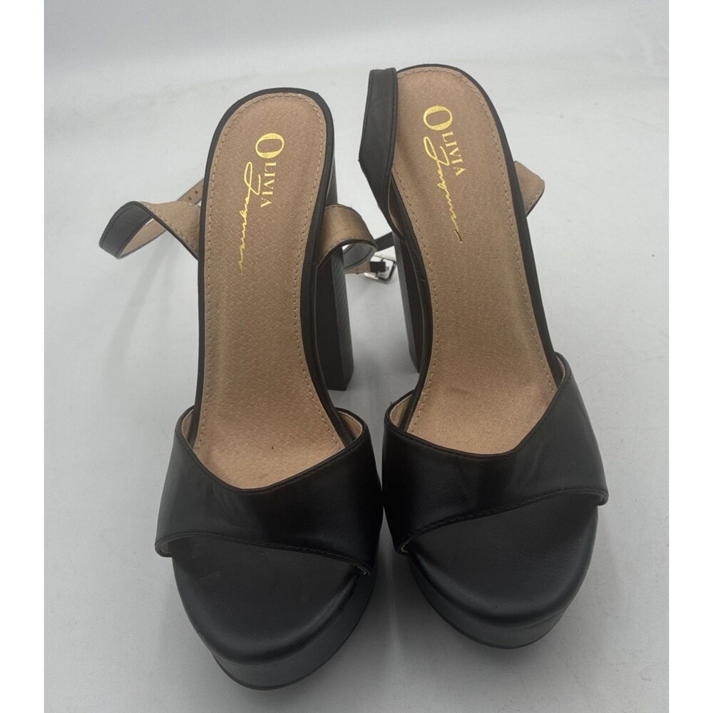 Olivia Jaymes Black 5”inch Heel Platforms Peep toe  Size 7 1/2